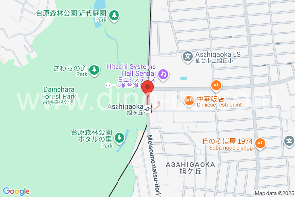 旭ヶ丘(仙台)メンズエステの地図です。map of Asahigaoka station where spa and massage salons are located