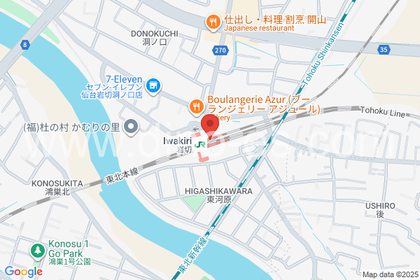 岩切メンズエステの地図です。map of Iwakiri station where spa and massage salons are located