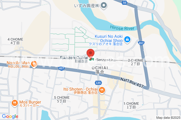 陸前落合メンズエステの地図です。map of Rikuzen-Ochiai station where spa and massage salons are located