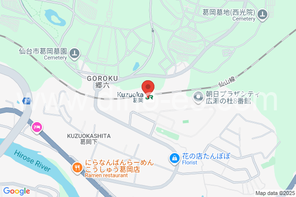 葛岡メンズエステの地図です。map of Kuzuoka station where spa and massage salons are located
