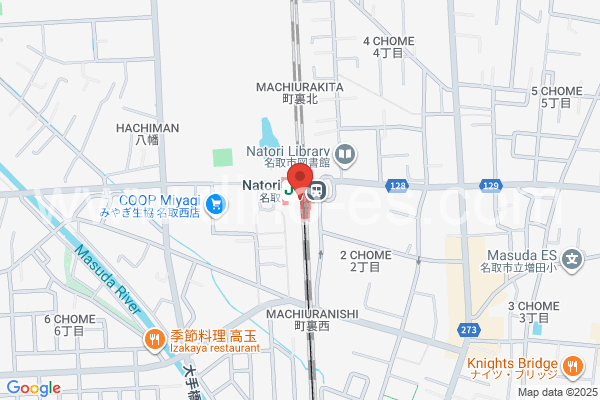 名取メンズエステの地図です。map of Natori station where spa and massage salons are located