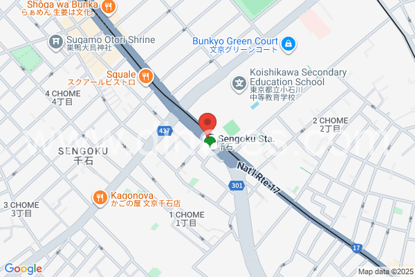 千石メンズエステの地図です。map of Sengoku station where spa and massage salons are located