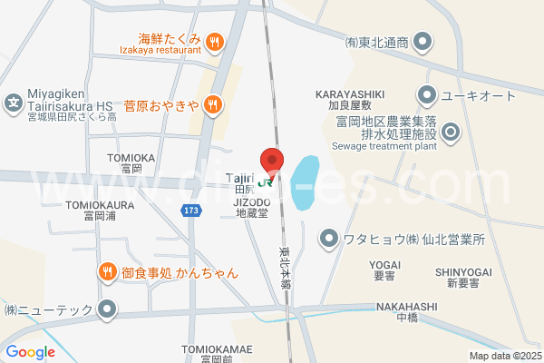 田尻メンズエステの地図です。map of Tajiri station where spa and massage salons are located