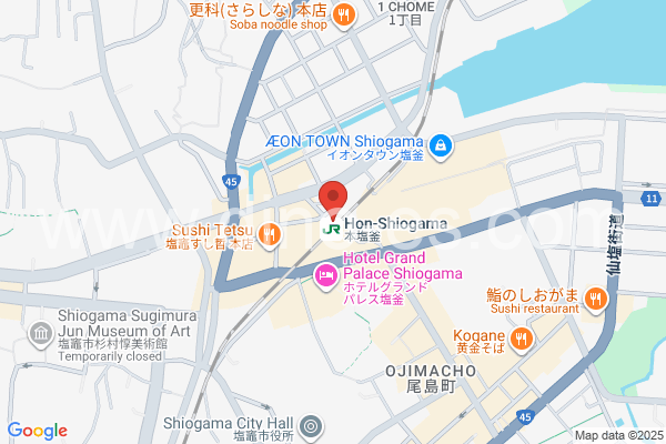 本塩釜メンズエステの地図です。map of Hon-Shiogama station where spa and massage salons are located