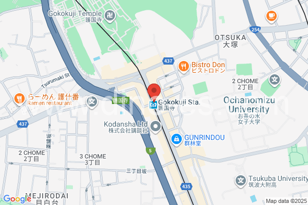 護国寺メンズエステの地図です。map of Gokokuji station where spa and massage salons are located