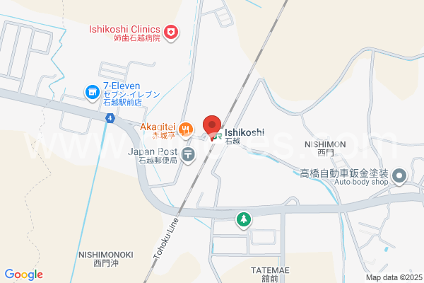 石越メンズエステの地図です。map of Ishikoshi station where spa and massage salons are located