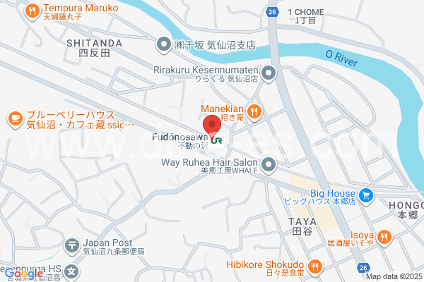 不動の沢メンズエステの地図です。map of Fudōnosawa station where spa and massage salons are located