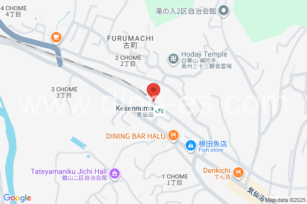 気仙沼メンズエステの地図です。map of Kesennuma station where spa and massage salons are located
