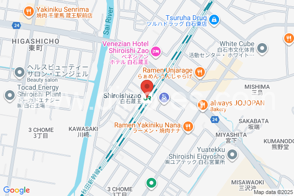 白石蔵王メンズエステの地図です。map of Shiroishi-Zaō station where spa and massage salons are located