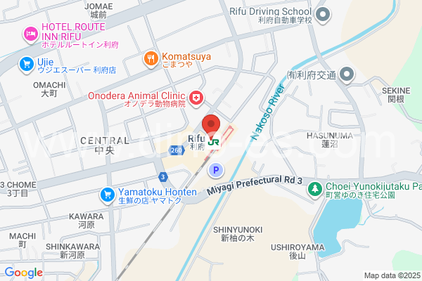利府メンズエステの地図です。map of Rifu station where spa and massage salons are located