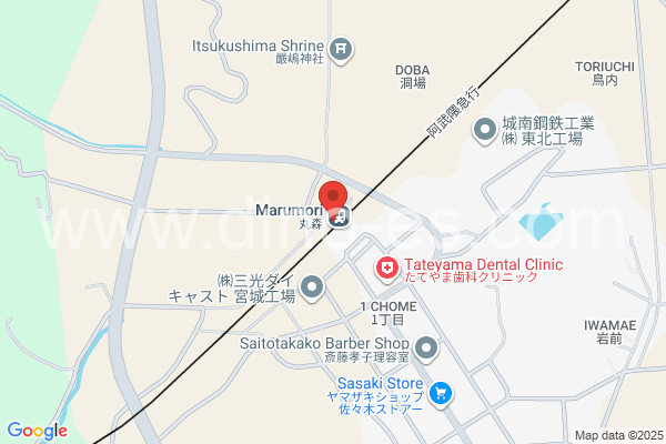 丸森メンズエステの地図です。map of Marumori station where spa and massage salons are located