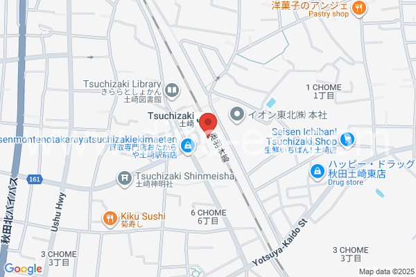土崎メンズエステの地図です。map of Tsuchizaki station where spa and massage salons are located