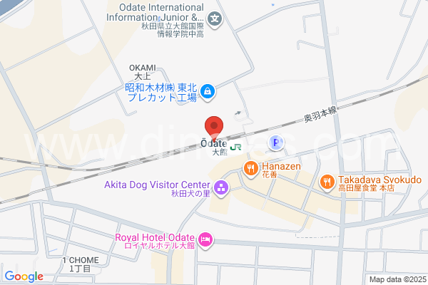 大館メンズエステの地図です。map of Ōdate station where spa and massage salons are located