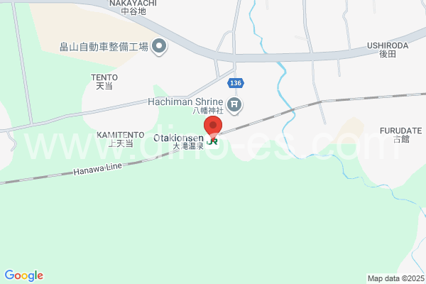 大滝温泉メンズエステの地図です。map of Ōtaki-Onsen station where spa and massage salons are located