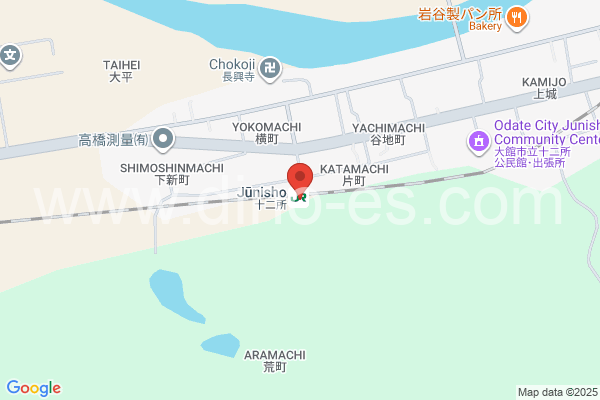 十二所メンズエステの地図です。map of Jūnisho station where spa and massage salons are located