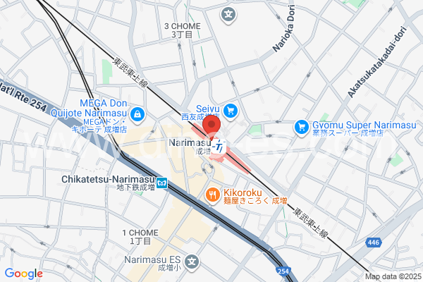 成増メンズエステの地図です。map of Narimasu station where spa and massage salons are located