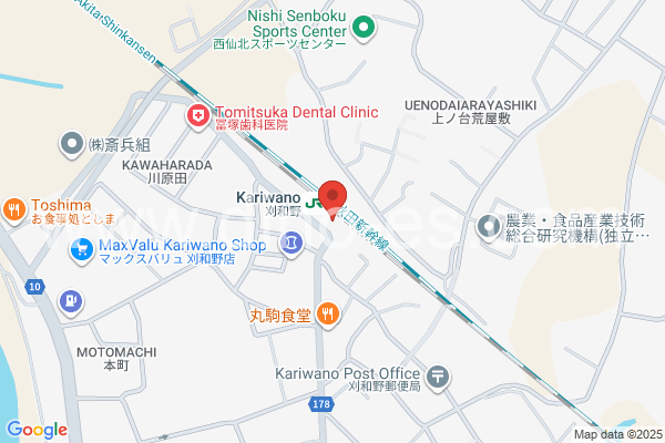 刈和野メンズエステの地図です。map of Kariwano station where spa and massage salons are located