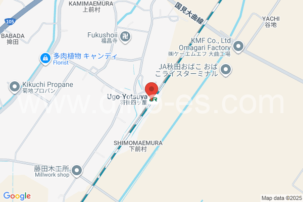 羽後四ツ屋メンズエステの地図です。map of Ugo-Yotsuya station where spa and massage salons are located