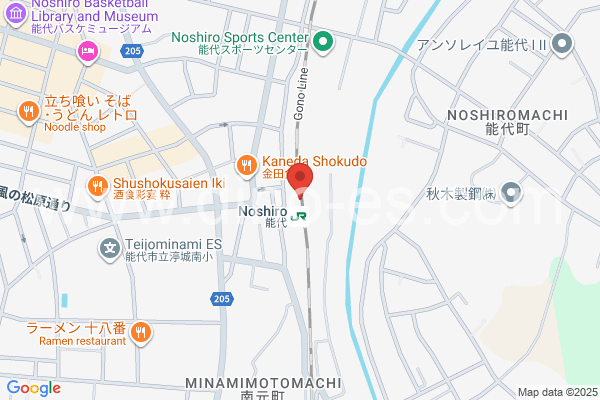 能代メンズエステの地図です。map of Noshiro station where spa and massage salons are located