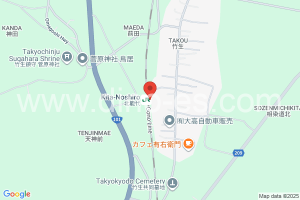 北能代メンズエステの地図です。map of Kita-Noshiro station where spa and massage salons are located