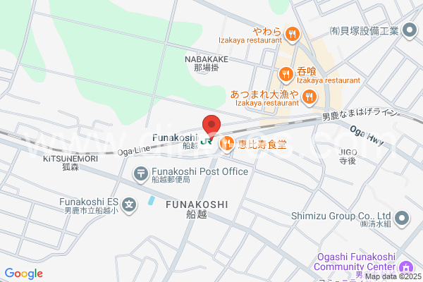 船越メンズエステの地図です。map of Funakoshi station where spa and massage salons are located