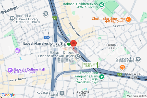 板橋区役所前メンズエステの地図です。map of Itabashi-kuyakusho-mae station where spa and massage salons are located