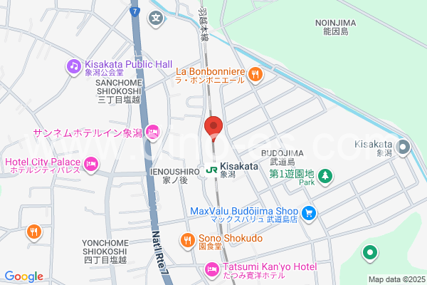 象潟メンズエステの地図です。map of Kisakata station where spa and massage salons are located