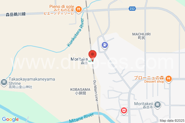 森岳メンズエステの地図です。map of Moritake station where spa and massage salons are located