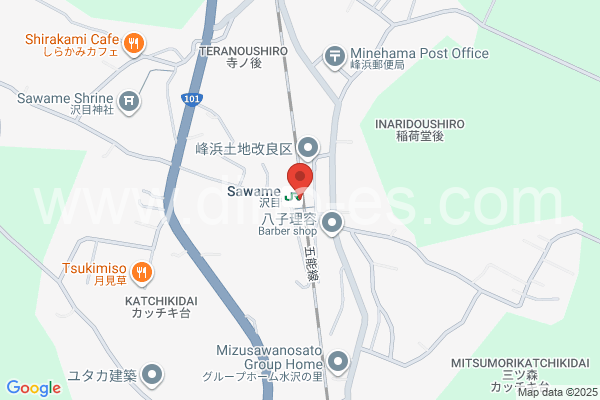 沢目メンズエステの地図です。map of Sawame station where spa and massage salons are located