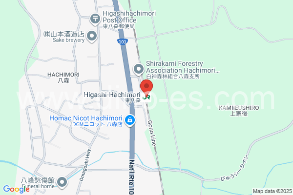 東八森メンズエステの地図です。map of Higashi-Hachimori station where spa and massage salons are located