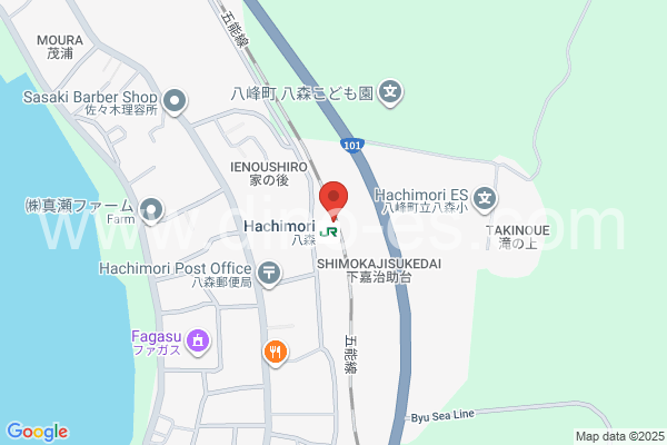 八森メンズエステの地図です。map of Hachimori station where spa and massage salons are located