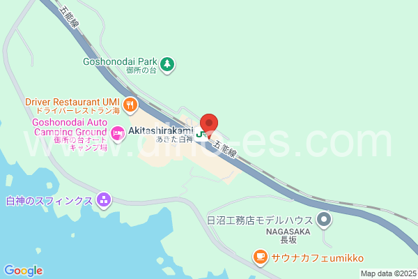 あきた白神メンズエステの地図です。map of Akitashirakami station where spa and massage salons are located