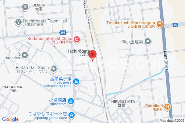 八郎潟メンズエステの地図です。map of Hachirōgata station where spa and massage salons are located