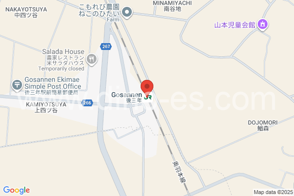 後三年メンズエステの地図です。map of Gosannen station where spa and massage salons are located