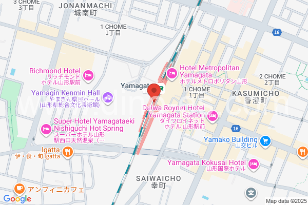 山形メンズエステの地図です。map of Yamagata station where spa and massage salons are located