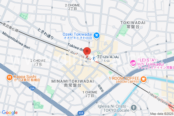 ときわ台(東京)メンズエステの地図です。map of Tokiwadai station where spa and massage salons are located