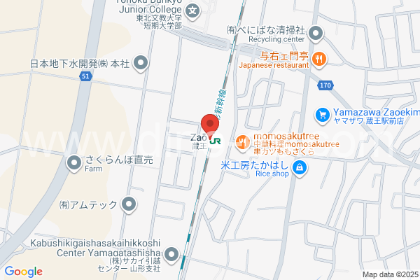 蔵王メンズエステの地図です。map of Zaō station where spa and massage salons are located