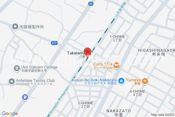 高擶メンズエステの地図です。map of Takatama station where spa and massage salons are located