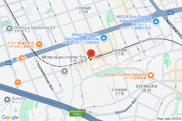 志村三丁目メンズエステの地図です。map of Shimura Sanchome station where spa and massage salons are located