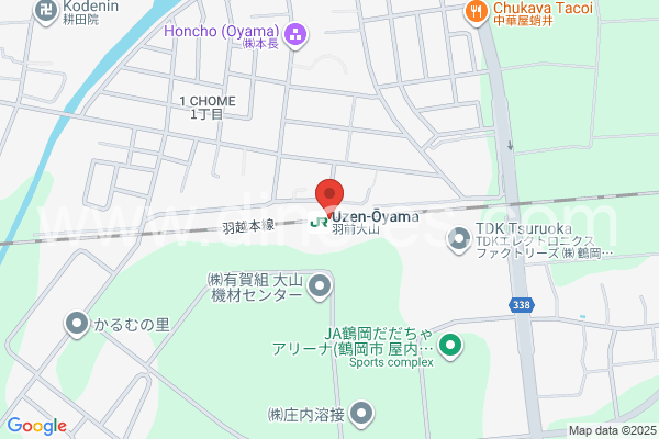 羽前大山メンズエステの地図です。map of Uzen-Ōyama station where spa and massage salons are located