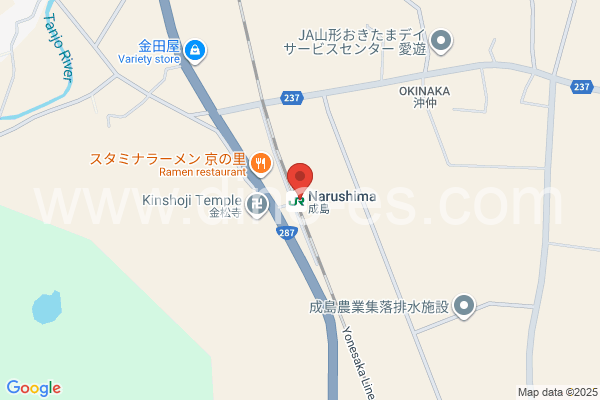 成島(山形)メンズエステの地図です。map of Narushima station where spa and massage salons are located