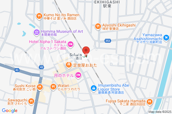 酒田メンズエステの地図です。map of Sakata station where spa and massage salons are located