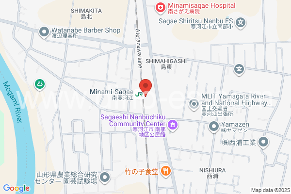 南寒河江メンズエステの地図です。map of Minami-Sagae station where spa and massage salons are located