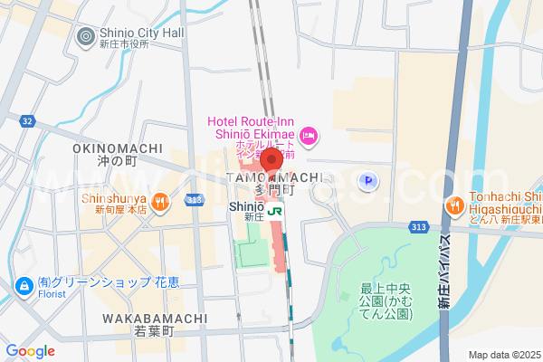 新庄メンズエステの地図です。map of Shinjō station where spa and massage salons are located