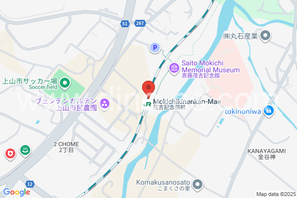 茂吉記念館前メンズエステの地図です。map of Mokichi Kinenkan-mae station where spa and massage salons are located