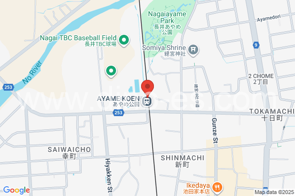 あやめ公園メンズエステの地図です。map of Ayame Kōen station where spa and massage salons are located