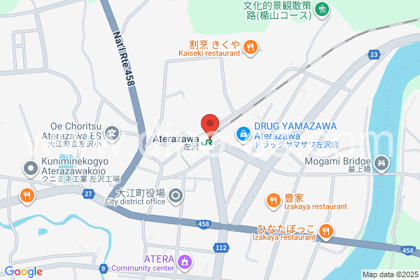 左沢メンズエステの地図です。map of Aterazawa station where spa and massage salons are located