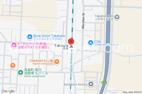 高畠メンズエステの地図です。map of Takahata station where spa and massage salons are located