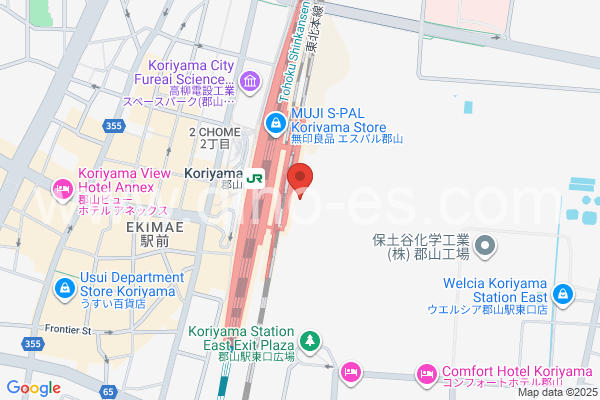 郡山(福島)メンズエステの地図です。map of Kōriyama station where spa and massage salons are located