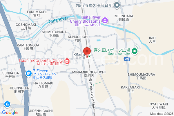 喜久田メンズエステの地図です。map of Kikuta station where spa and massage salons are located